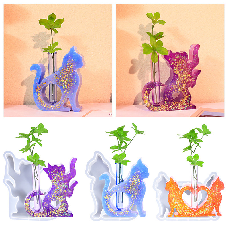 Propagation Station Vase - 고양이 모양의 수지 금형 꽃병 식물